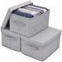 Storage Bins for Closet with Lids and Handles, Rectangle Storage Box, Fabric Storage Baskets Containers, Gray, Medium, small, medium, large for one set