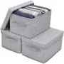 Storage Bins for Closet with Lids and Handles, Rectangle Storage Box, Fabric Storage Baskets Containers, Gray, Medium, small, medium, large for one set Storage Bins for Closet with Lids and Handles, Rectangle Storage Box, Fabric Storage Baskets Containers, Gray, Medium, small, medium, large for one set