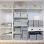 Storage Bins for Closet with Lids and Handles, Rectangle Storage Box, Fabric Storage Baskets Containers, Gray, Medium, small, medium, large for one set