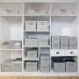 Storage Bins for Closet with Lids and Handles, Rectangle Storage Box, Fabric Storage Baskets Containers, Gray, Medium, small, medium, large for one set Storage Bins for Closet with Lids and Handles, Rectangle Storage Box, Fabric Storage Baskets Containers, Gray, Medium, small, medium, large for one set