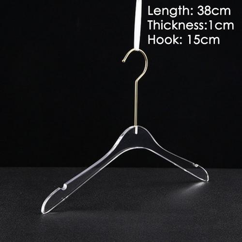 Clothing store hanger wedding dress hanger adult dress transparent crystal seamless clothes hanging high-grade acrylic hanger,length 38cm thickness 1cm golden hook Clothing store hanger wedding dress hanger adult dress transparent crystal seamless clothes hanging high-grade acrylic hanger,length 38cm thickness 1cm golden hook