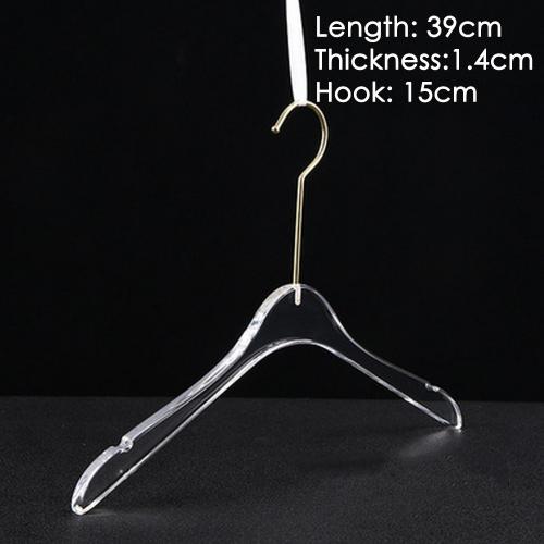 Clothing store hanger wedding dress hanger adult dress transparent crystal seamless clothes hanging high-grade acrylic hanger,length 39cm thickness 1.4cm golden hook