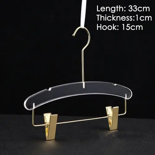 Clothing store hanger wedding dress hanger pants clip adult dress transparent crystal seamless clothes hanging high-grade acrylic pants rack,length 33cm thickness 1cm golden hook golden clip Clothing store hanger wedding dress hanger pants clip adult dress transparent crystal seamless clothes hanging high-grade acrylic pants rack,length 33cm thickness 1cm golden hook golden clip