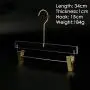 Adult Acrylic clothing store hanger clothing Pants rack seamless high-end transparent crystal customized hangers length 34cm thickness 1cm golden clip