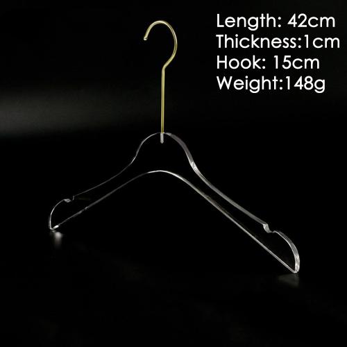 Gentlemen Acrylic clothing store hanger men's clothing clothes rack seamless high-end transparent crystal customized hangers length 42cm thickness 1cm