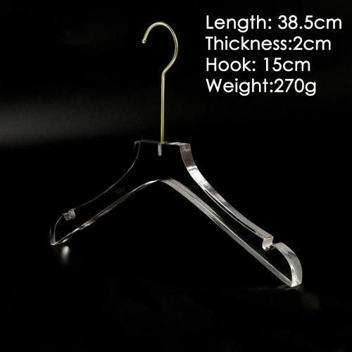 Lady Acrylic clothing store hanger Women's clothing clothes rack seamless high-end transparent crystal customized hangers length 38.5cm thickness 2cm