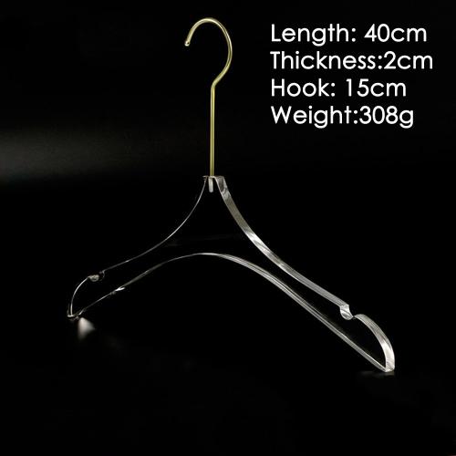 lady Acrylic clothing store hanger women's  clothing clothes rack seamless high-end transparent crystal customized hangers length 40cm thickness 2cm