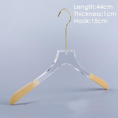 Acrylic hanger clothing store non-slip crystal transparent seamless clothes hang high-end wedding dress custom LOGO hanger ,length 44cm, thickness 1cm golden hook