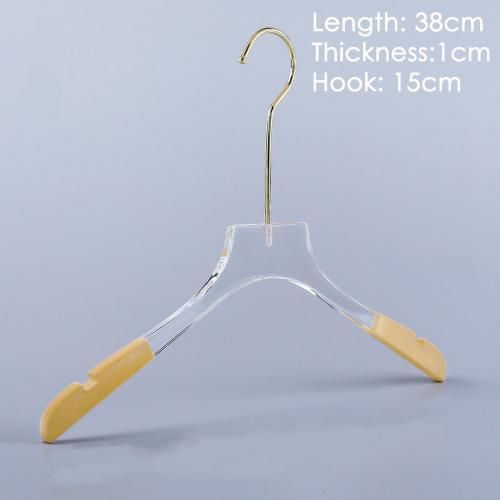 Acrylic hanger clothing store non-slip crystal transparent seamless clothes hang high-end wedding dress custom LOGO hanger ,length 38cm, thickness 1cm golden hook