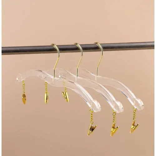 Acrylic underwear hanger clothing store transparent crystal hanger plexiglass bra rack inner hanger panty clip golden hook Acrylic underwear hanger clothing store transparent crystal hanger plexiglass bra rack inner hanger panty clip golden hook