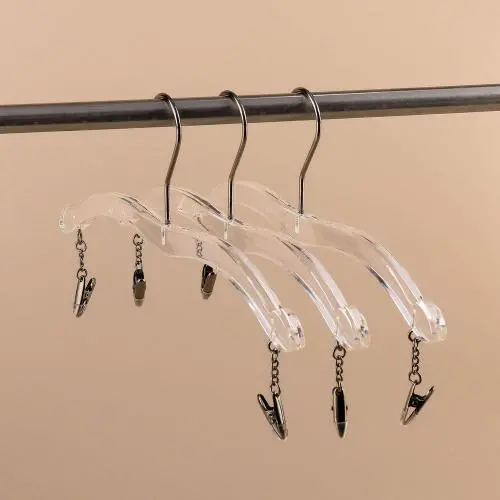 Acrylic underwear hanger clothing store transparent crystal hanger plexiglass bra rack inner hanger panty clip silver hook Acrylic underwear hanger clothing store transparent crystal hanger plexiglass bra rack inner hanger panty clip silver hook