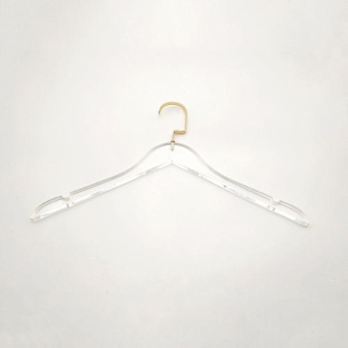 Luxury clear Acrylic Transparent Clothes hanger with clear plastic hangers gold hooks