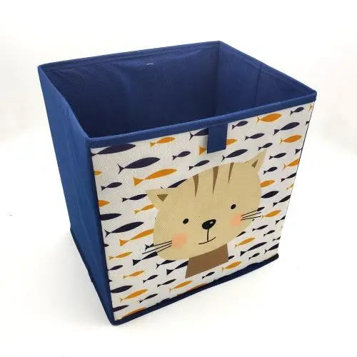 large capacity collapsible non woven cardboard drawer storage boxes with grommet non woven fabric Carton Picture Cat Blue Storage Boxes for children kid large capacity collapsible non woven cardboard drawer storage boxes with grommet non woven fabric Carton Picture Cat Blue Storage Boxes for children kid