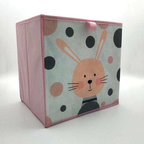 large capacity collapsible non woven cardboard drawer storage boxes with grommet non woven fabric Carton Picture Cat Pink Storage Boxes for children kid