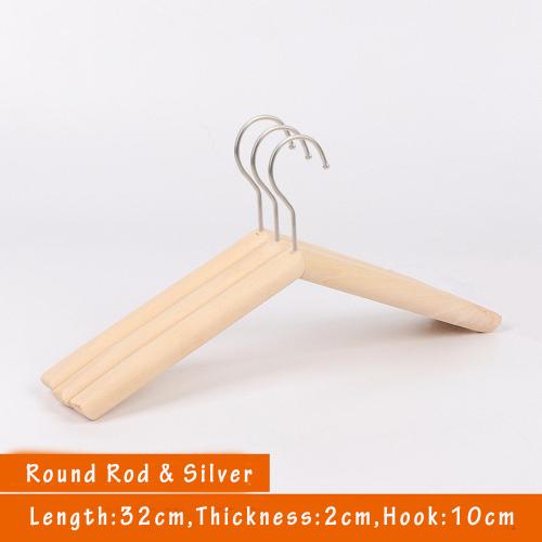 Unfinished Natural Solid Wooden Clothes Hangers Wood Suit Coat Jacket Hanger with Extra Smoothly Cut Notches and Bar - 360°Stronger Rotatable Hook,32cm 2cm thickness kid hanger, 3packs
