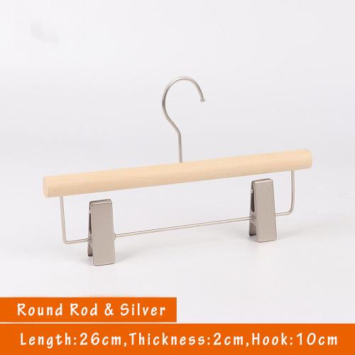 Unfinished Natural Solid Wooden Clothes Hangers Wood Pants Skirt Hanger with Stainless Steel Clips and Bar - 360°Stronger Rotatable Hook,26cm 2cm thickness kid Pants hanger, 1packs