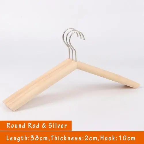 Unfinished Natural Solid Wooden Clothes Hangers Wood Suit Coat Jacket Hanger with Extra Smoothly Cut Notches and Bar - 360°Stronger Rotatable Hook,38cm 2cm thickness Lady Women hanger, 3packs