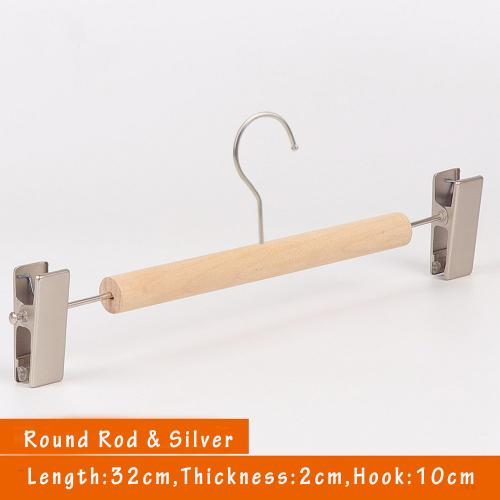 Unfinished Natural Solid Wooden Clothes Hangers Wood Pants Skirt Hanger with Stainless Steel Clips and Bar - 360°Stronger Rotatable Hook,32cm 2cm thickness kid Pants hanger, 1packs