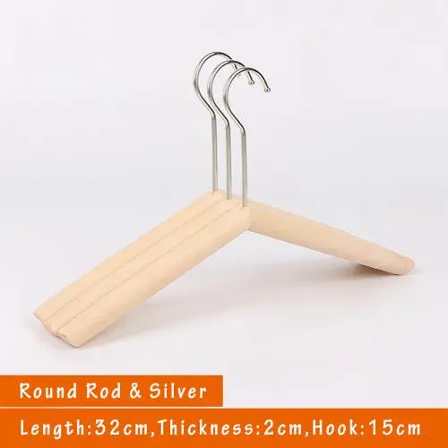 Unfinished Natural Solid Wooden Clothes Hangers Wood Suit Coat Jacket Hanger with Extra Smoothly Cut Notches and Bar - 360°Stronger Rotatable Hook,32cm 2cm thickness kid hanger, 3packs