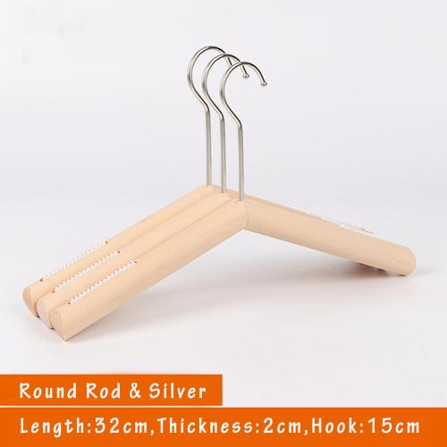 Unfinished Natural Solid Wooden Clothes Hangers Wood Suit Coat Jacket Hanger with Extra Smoothly Cut Notches and Bar - 360°Stronger Rotatable Hook,32cm 2cm thickness kid hanger, 3packs, with anti-slip silicone insert