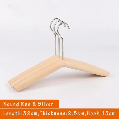 Unfinished Natural Solid Wooden Clothes Hangers Wood Suit Coat Jacket Hanger with Extra Smoothly Cut Notches and Bar - 360°Stronger Rotatable Hook,32cm 2.5cm thickness kid hanger, 3packs