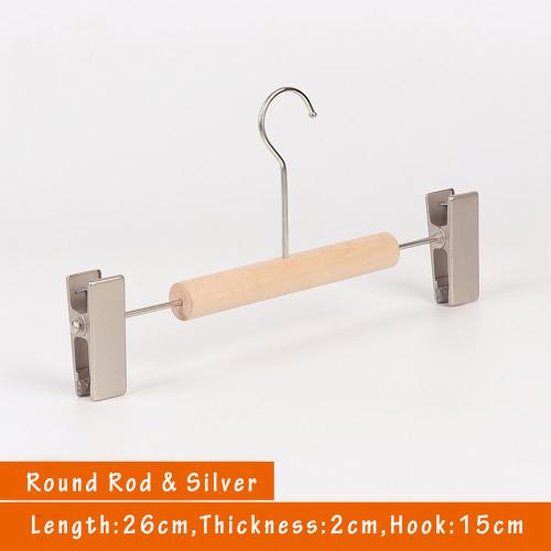 Unfinished Natural Solid Wooden Clothes Hangers Wood Pants Skirt Hanger with Stainless Steel Clips and Bar - 360°Stronger Rotatable Hook,26cm 2cm thickness kid Pants hanger, 1packs