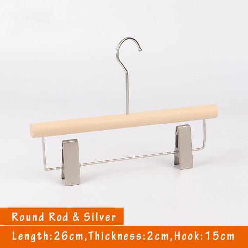 Unfinished Natural Solid Wooden Clothes Hangers Wood Pants Skirt Hanger with Stainless Steel Clips and Bar - 360°Stronger Rotatable Hook,26cm 2cm thickness kid Pants hanger, 1packs