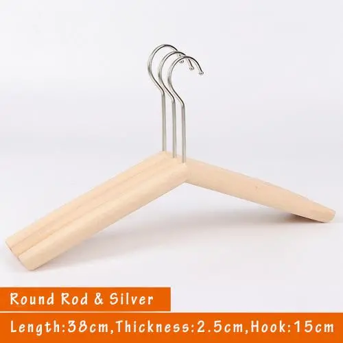 Unfinished Natural Solid Wooden Clothes Hangers Wood Suit Coat Jacket Hanger with Extra Smoothly Cut Notches and Bar - 360°Stronger Rotatable Hook,38cm 2.5cm thickness lady women hanger, 3packs