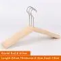 Unfinished Natural Solid Wooden Clothes Hangers Wood Suit Coat Jacket Hanger with Extra Smoothly Cut Notches and Bar - 360°Stronger Rotatable Hook,38cm 2.5cm thickness lady women hanger, 3packs, with anti-slip silicone insert