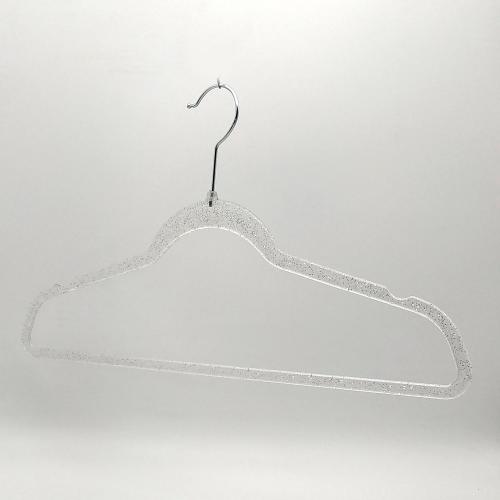 Plastic Hangers Light-Weight Clothes Hangers with silver sparkle star transparent base for adult