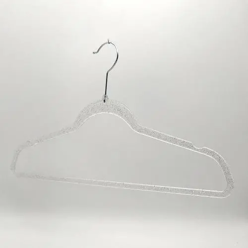 Plastic Hangers Light-Weight Clothes Hangers with silver sparkle star transparent base for adult Plastic Hangers Light-Weight Clothes Hangers with silver sparkle star transparent base for adult