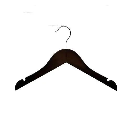 Cheap Beautiful high Quality  Wooden Hangers Premium Solid Suit Coats Hangers for kids and women- Walnut Color, No slip, Thickness 12mm/0.5inch