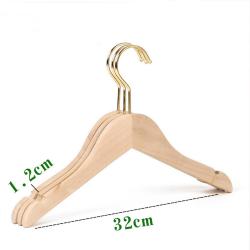 Premium Adult Solid Unfinished/Natural Wood Coat Suit Shirt Jacket Dress Hangers, Wooden Clothes Hangers- 360° Stronger Swivel Hook- Smoothly Cut Notches-3 Pack- Natural Color, 32cm,1.2cm thickness, 10cm hook