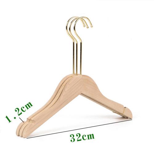 Premium Adult Solid Unfinished/Natural Wood Coat Suit Shirt Jacket Dress Hangers, Wooden Clothes Hangers- 360° Stronger Swivel Hook- Smoothly Cut Notches-3 Pack- Natural Color, 32cm,1.2cm thickness, 15cm hook