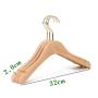 Premium Adult Solid Unfinished/Natural Wood Coat Suit Shirt Jacket Dress Hangers, Wooden Clothes Hangers- 360° Stronger Swivel Hook- Smoothly Cut Notches-3 Pack- Natural Color, 32cm,2cm thickness, 10cm hook