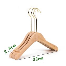 Premium Adult Solid Unfinished/Natural Wood Coat Suit Shirt Jacket Dress Hangers, Wooden Clothes Hangers- 360° Stronger Swivel Hook- Smoothly Cut Notches-3 Pack- Natural Color, 32cm,2cm thickness, 15cm hook