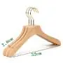 Premium Adult Solid Unfinished/Natural Wood Coat Suit Shirt Jacket Dress Hangers, Wooden Clothes Hangers- 360° Stronger Swivel Hook- Smoothly Cut Notches-3 Pack- Natural Color, 32cm,2cm thickness, 10cm hook with anti-slip silicone insert