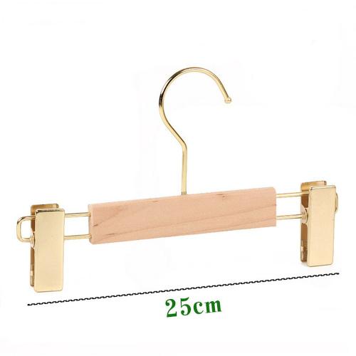 Natural Wood 1 Pack Solid Natural Wooden Pants Skirt Hangers Bottom Hanger for Slacks Trousers Jeans with 2-Adjustable Clips 25cm 10cm hook for Kids, 