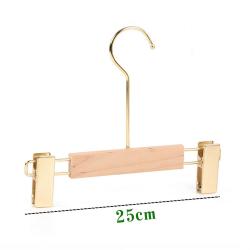 Natural Wood 1 Pack Solid Natural Wooden Pants Skirt Hangers Bottom Hanger for Slacks Trousers Jeans with 2-Adjustable Clips 25cm 15cm hook for Kids