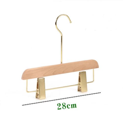 Natural Wood 1 Pack Solid Natural Wooden Pants Skirt Hangers Bottom Hanger for Slacks Trousers Jeans with 2-Adjustable Clips 28cm 15cm hook for Kids