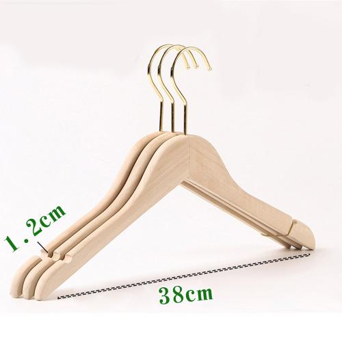 Premium Adult Solid Unfinished/Natural Wood Coat Suit Shirt Jacket Dress Hangers, Wooden Clothes Hangers- 360° Stronger Swivel Hook- Smoothly Cut Notches-3 Pack- Natural Color, 38cm,1.2cm thickness, 10cm hook