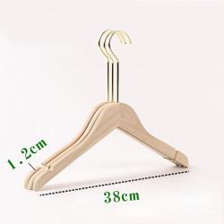 Premium Adult Solid Unfinished/Natural Wood Coat Suit Shirt Jacket Dress Hangers, Wooden Clothes Hangers- 360° Stronger Swivel Hook- Smoothly Cut Notches-3 Pack- Natural Color, 38cm,1.2cm thickness, 15cm hook