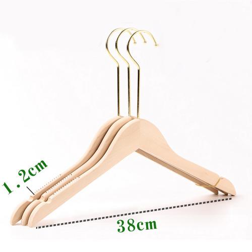 Premium Adult Solid Unfinished/Natural Wood Coat Suit Shirt Jacket Dress Hangers, Wooden Clothes Hangers- 360° Stronger Swivel Hook- Smoothly Cut Notches-3 Pack- Natural Color, 32cm,1.2cm thickness, 15cm hook with anti-slip silicone insert