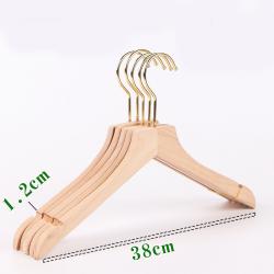 Premium Adult Solid Unfinished/Natural Wood Coat Suit Shirt Jacket Dress Hangers, Wooden Clothes Hangers- 360° Stronger Swivel Hook- Smoothly Cut Notches-3 Pack- Natural Color, 38cm,1.2cm thickness, 10cm hook