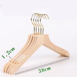 Premium Adult Solid Unfinished/Natural Wood Coat Suit Shirt Jacket Dress Hangers, Wooden Clothes Hangers- 360° Stronger Swivel Hook- Smoothly Cut Notches-3 Pack- Natural Color, 38cm,1.2cm thickness, 10cm hook with anti-slip silicone insert