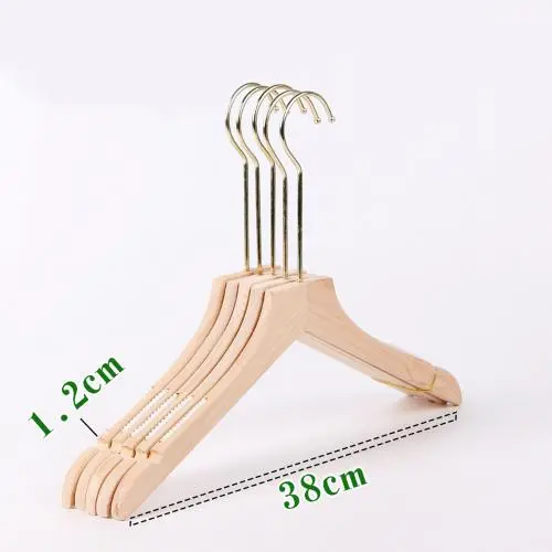 Premium Adult Solid Unfinished/Natural Wood Coat Suit Shirt Jacket Dress Hangers, Wooden Clothes Hangers- 360° Stronger Swivel Hook- Smoothly Cut Notches-3 Pack- Natural Color, 32cm,1.2cm thickness, 15cm hook with anti-slip silicone insert