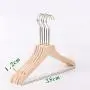 Premium Adult Solid Unfinished/Natural Wood Coat Suit Shirt Jacket Dress Hangers, Wooden Clothes Hangers- 360° Stronger Swivel Hook- Smoothly Cut Notches-3 Pack- Natural Color, 32cm,1.2cm thickness, 15cm hook with anti-slip silicone insert