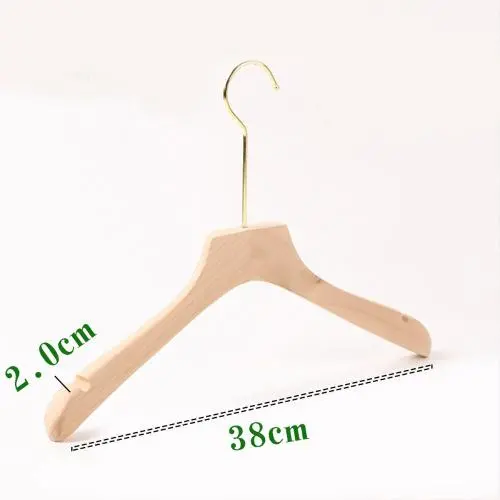 Premium Adult Solid Unfinished/Natural Wood Coat Suit Shirt Jacket Dress Hangers, Wooden Clothes Hangers- 360° Stronger Swivel Hook- Smoothly Cut Notches-1 Pack- Natural Color, 38cm,2cm thickness, 15cm hook