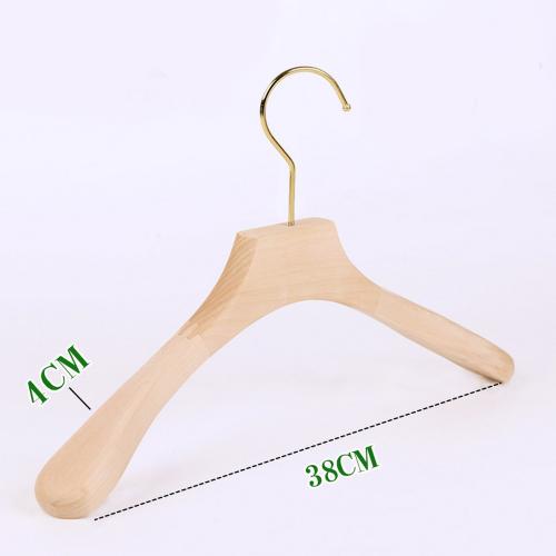 Premium Adult Solid Unfinished/Natural Wood Coat Suit Shirt Jacket Dress Hangers, Wooden Clothes Hangers- 360° Stronger Swivel Hook- Smoothly Cut Notches-1 Pack- Natural Color, 38cm,4cm thickness, 10cm hook