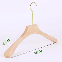 Premium Adult Solid Unfinished/Natural Wood Coat Suit Shirt Jacket Dress Hangers, Wooden Clothes Hangers- 360° Stronger Swivel Hook- Smoothly Cut Notches-1 Pack- Natural Color, 38cm,4cm thickness, 15cm hook